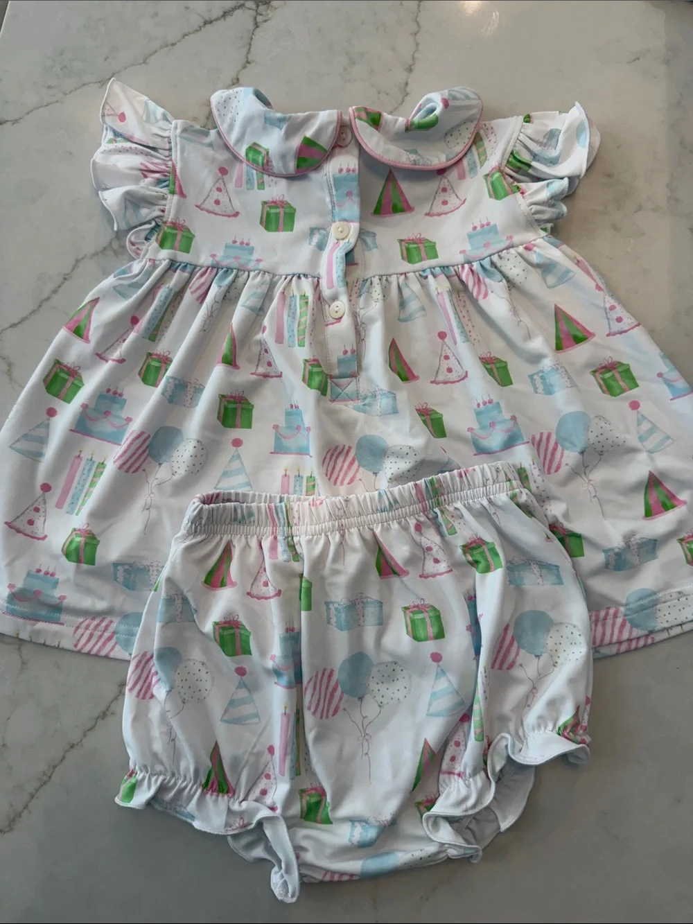 Cecil and Lou Party Print Dress & Bloomers - 2T
